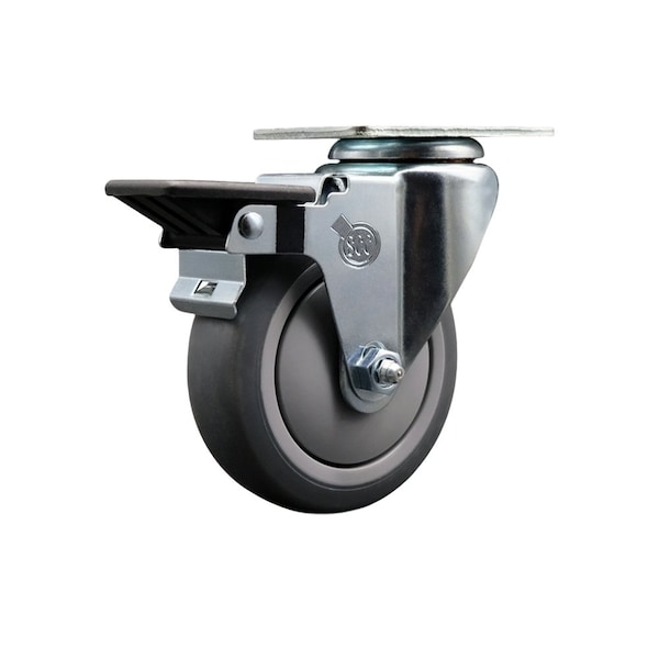 4'' Thermo Rubber Wheel Swivel Top Plate Caster with Posi Brake
